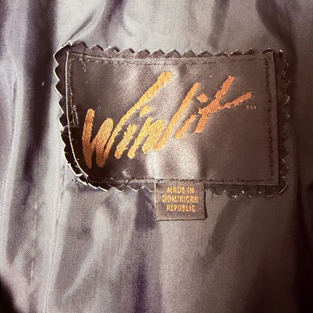 Vintage Winlit S Leather Black Bomber Jacket Gold Paisley Metallic Boho 80s 90s